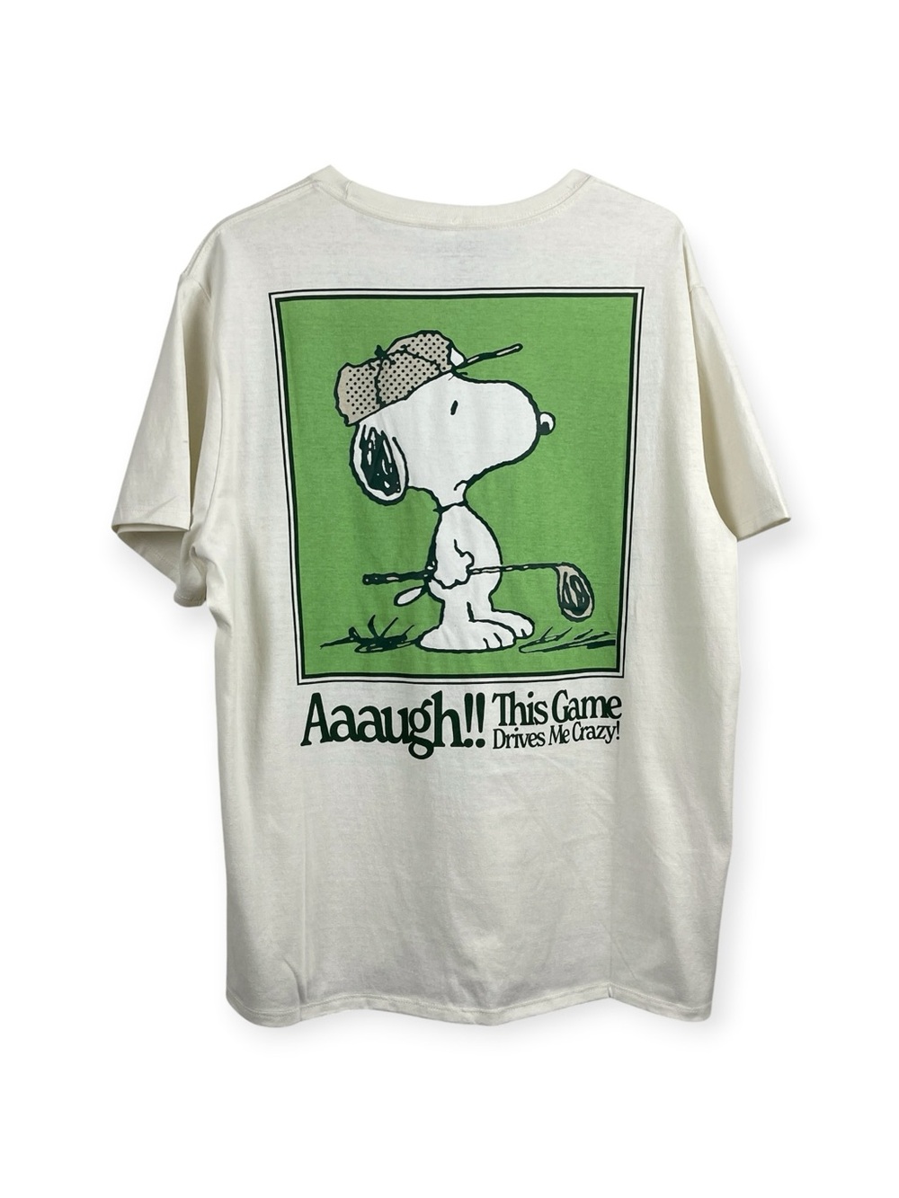 Peanuts Snoopy Fore Double Sided Golf T-Shirt Beige Men's Size XL NWT